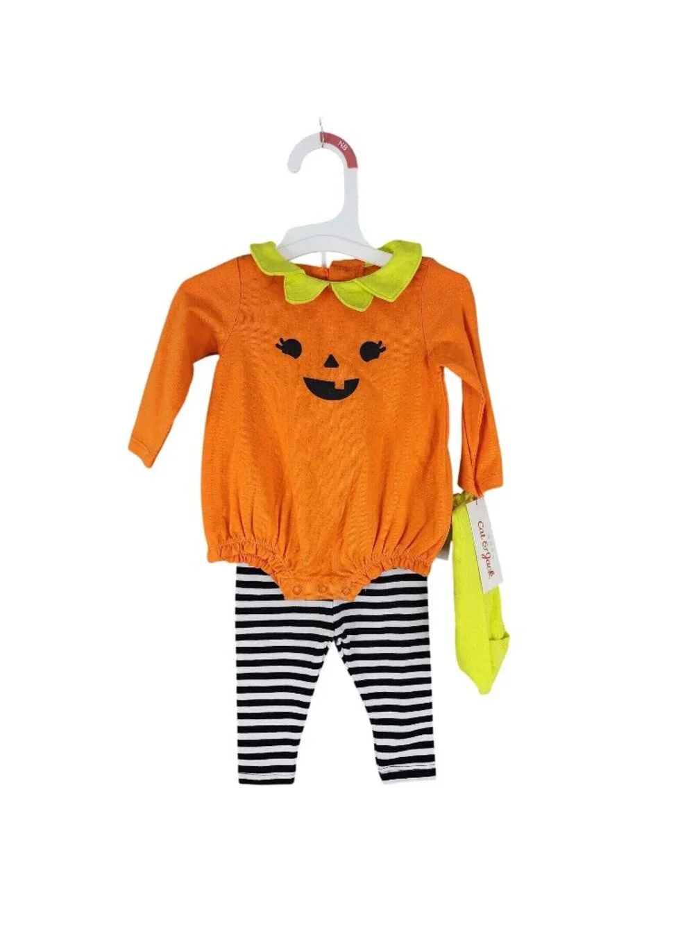 Baby Girls Pumpkin Bodysuit & Leggings Outfit Set Halloween Headband Size NB